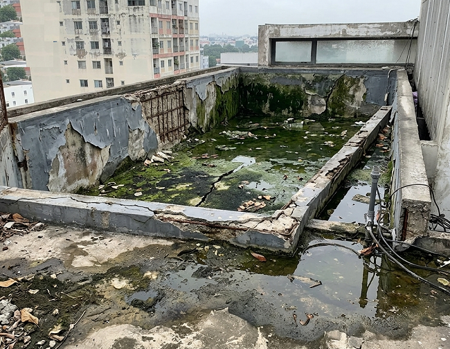 Rủi ro chống thấm khi thi công bể bơi trên sân thượng