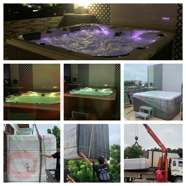 Lắp đặt bồn sục jacuzzi gia đình cho anh Thiện Thuận - Huế