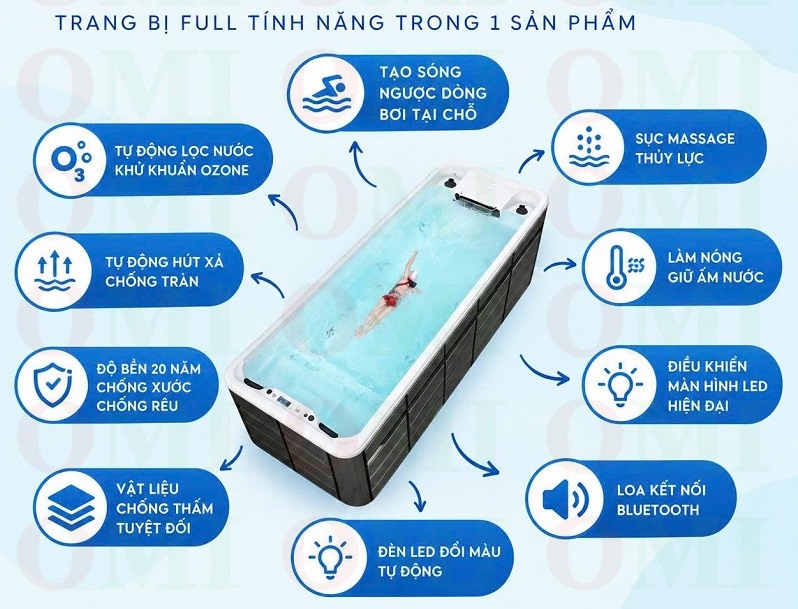 chức năng của bể bơi jacuzzi full tính năng