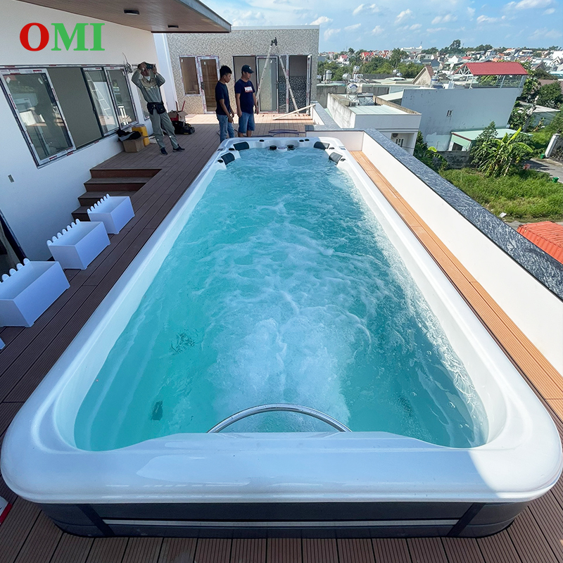 Lắp đặt bể bơi thông minh OMI OM-630B lắp sân thượng khách đồng nai